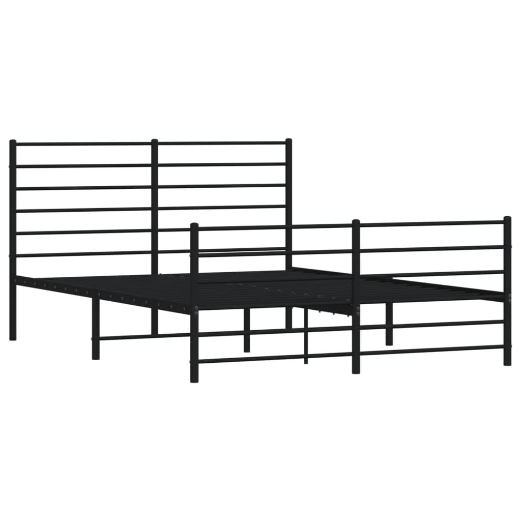 vidaXL Cadre de lit métal sans matelas avec pied de lit noir 135x190cm