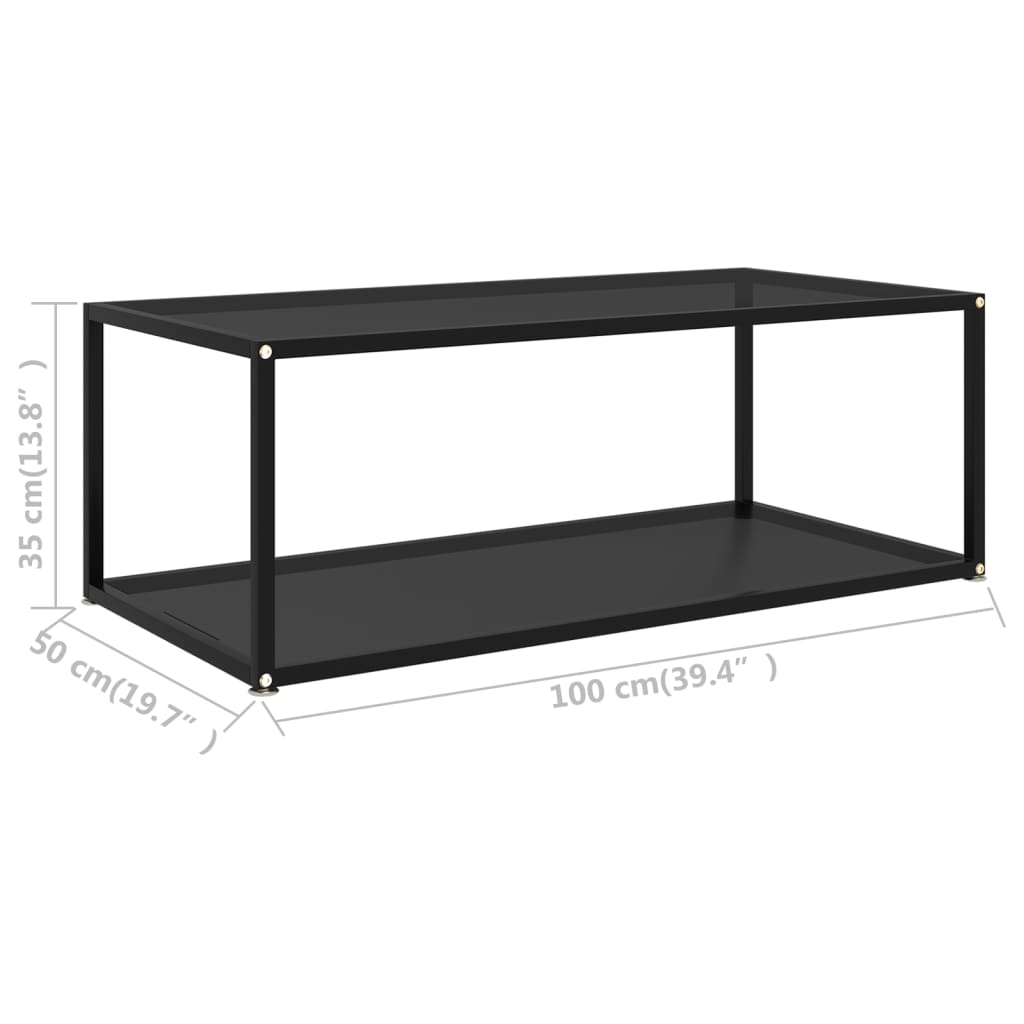 322898 vidaXL Coffee Table Black 100x50x35 cm Tempered Glass