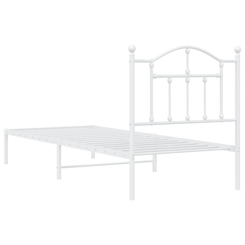 vidaXL Cadre de lit métal sans matelas avec tête de lit blanc 90x190cm