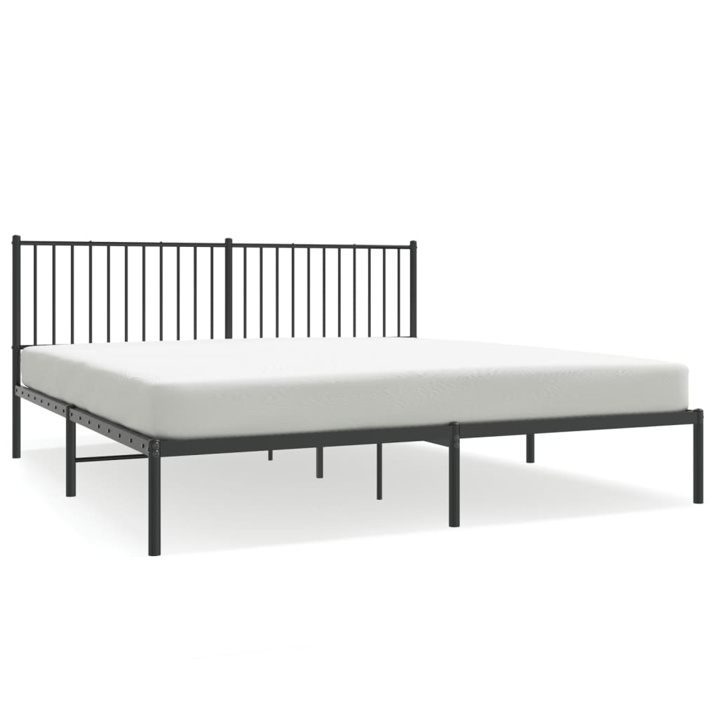 vidaXL Cadre de lit métal sans matelas et tête de lit noir 180x200 cm