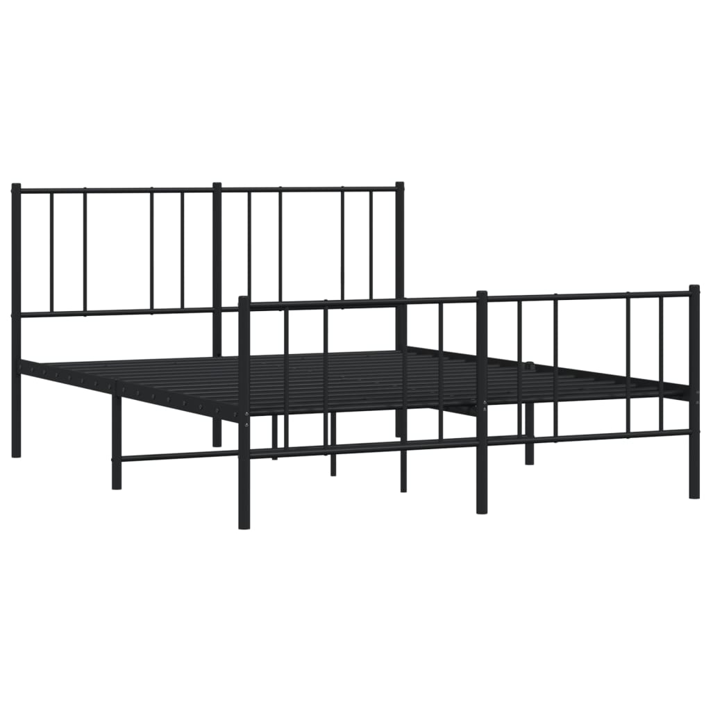 vidaXL Cadre de lit métal sans matelas avec pied de lit noir 140x190cm