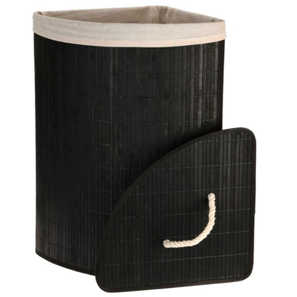 Bathroom Solutions Panier à linge d'angle Bambou Noir