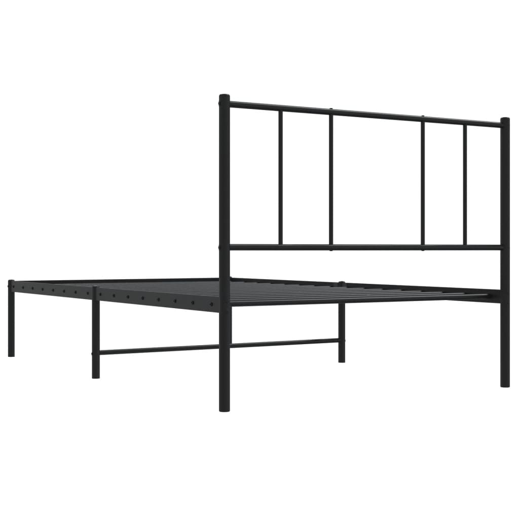 vidaXL Cadre de lit métal sans matelas avec tête de lit noir 100x200cm