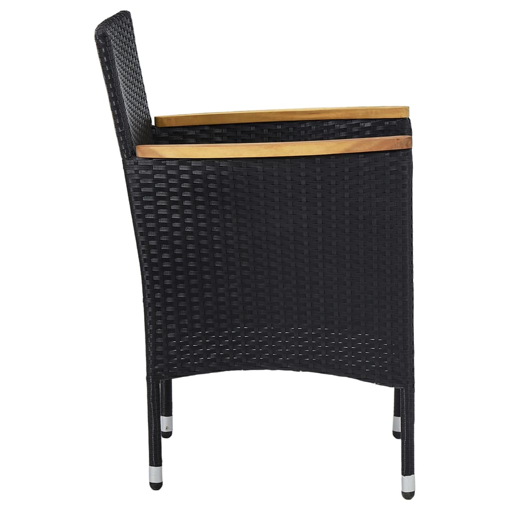 vidaXL Ensemble à dîner de jardin 3 pcs Noir Résine tressée et acacia