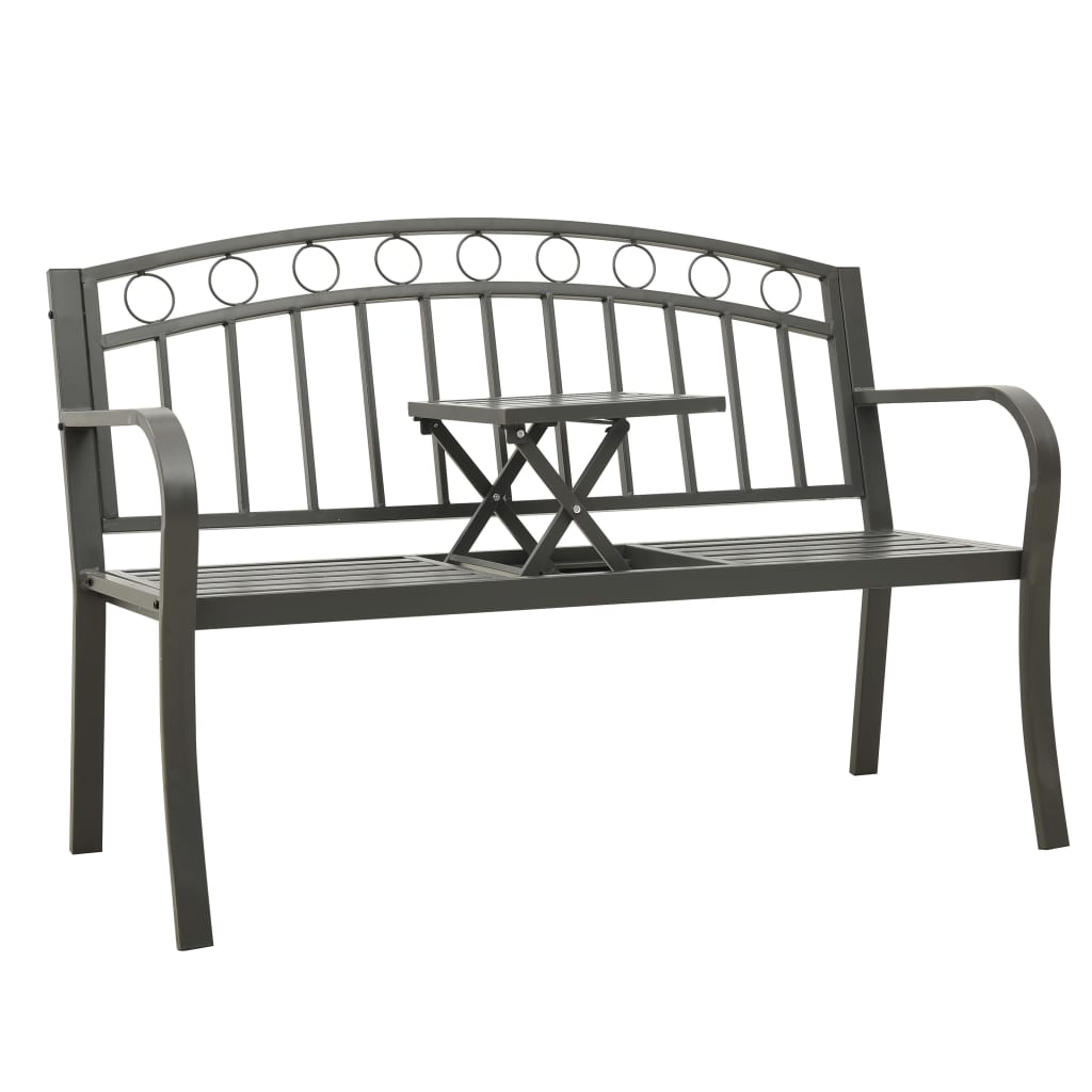 vidaXL Banc de jardin avec une table 125 cm acier gris
