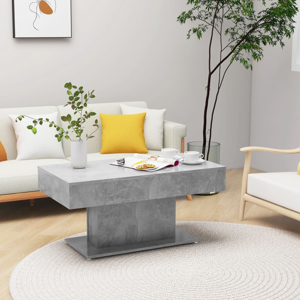 vidaXL Table basse gris béton 96x50x45 cm bois d'ingénierie