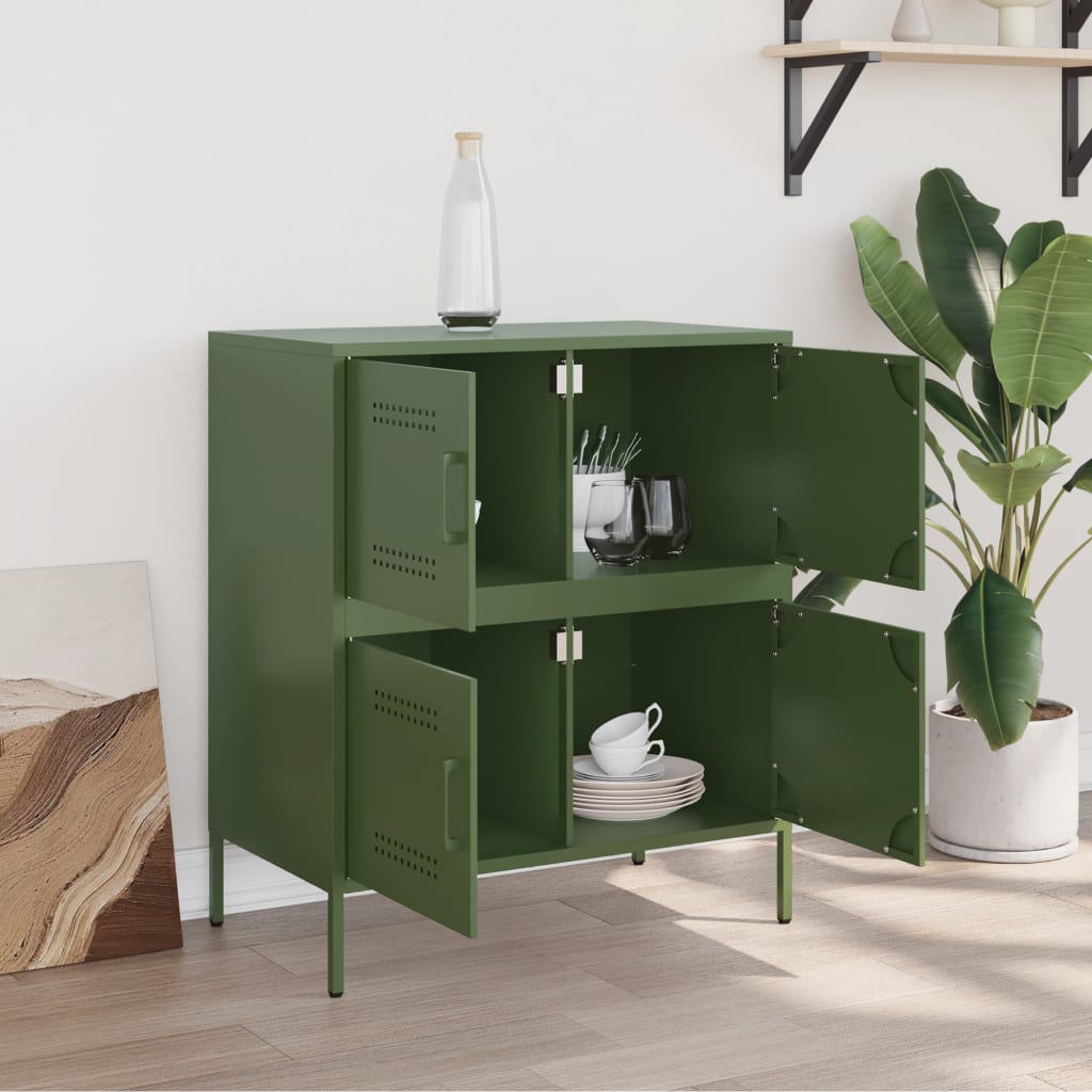 vidaXL Buffet vert olive 68x39x79 cm acier