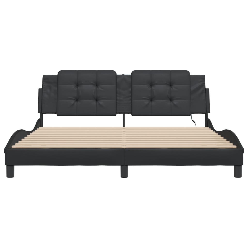 vidaXL Cadre de lit avec LED sans matelas noir 180x200 cm