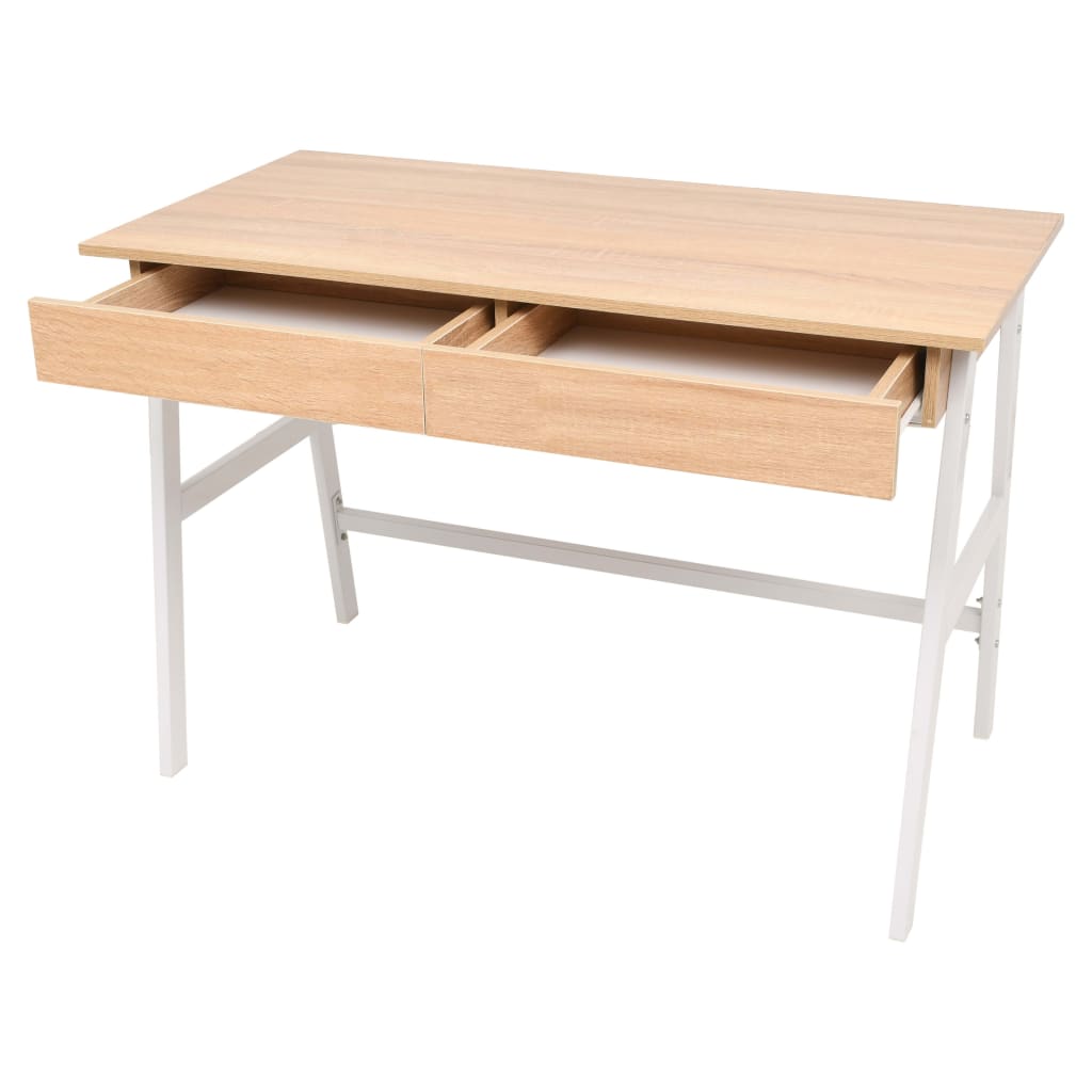 vidaXL Table d'écriture 110x55x75 cm Chêne et blanc