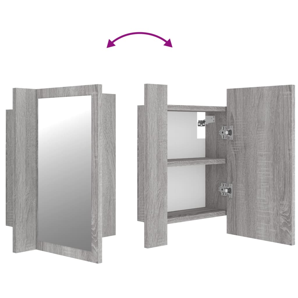 vidaXL Armoire à miroir LED de salle de bain sonoma gris 40x12x45 cm