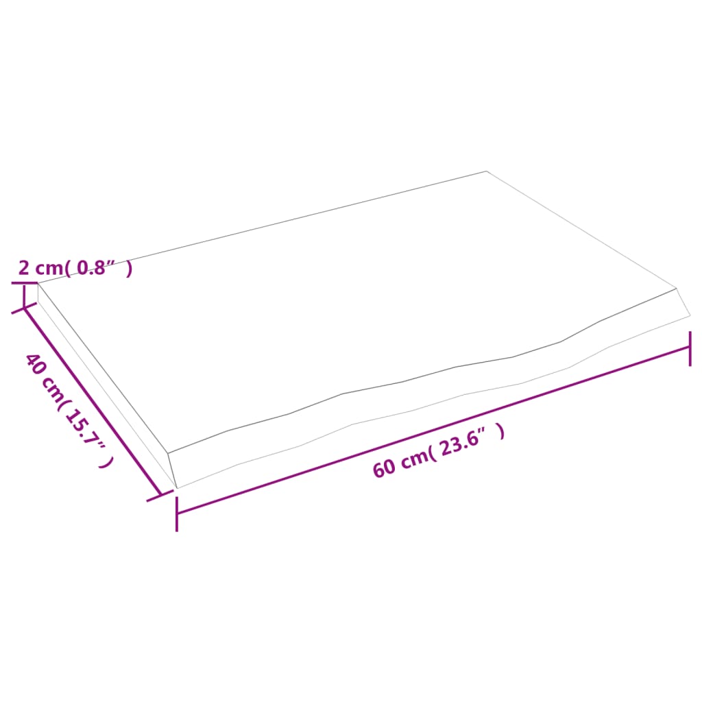 vidaXL Dessus de table 60x40x2 cm bois de chêne massif non traité