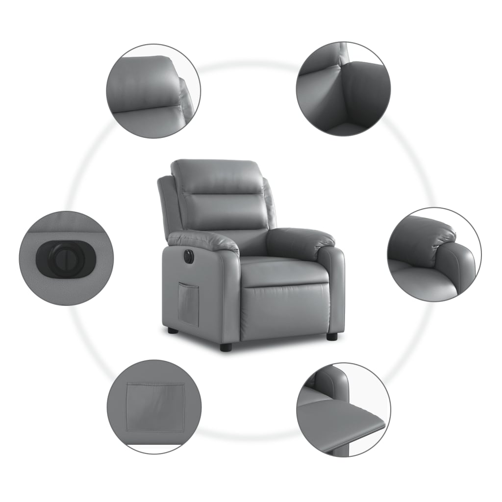 vidaXL Fauteuil inclinable électrique Gris Similicuir