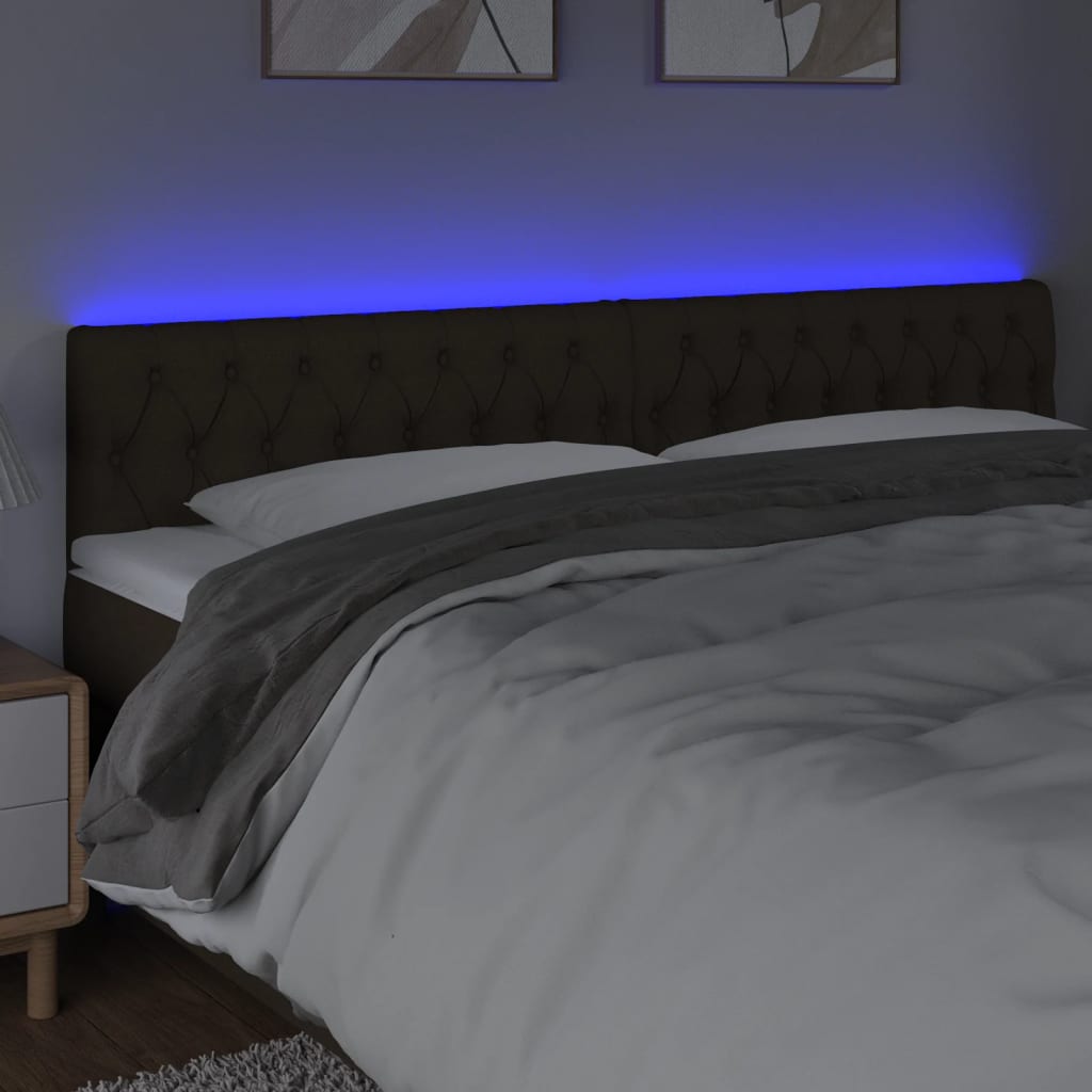 vidaXL Tête de lit à LED Marron foncé 180x7x78/88 cm Tissu