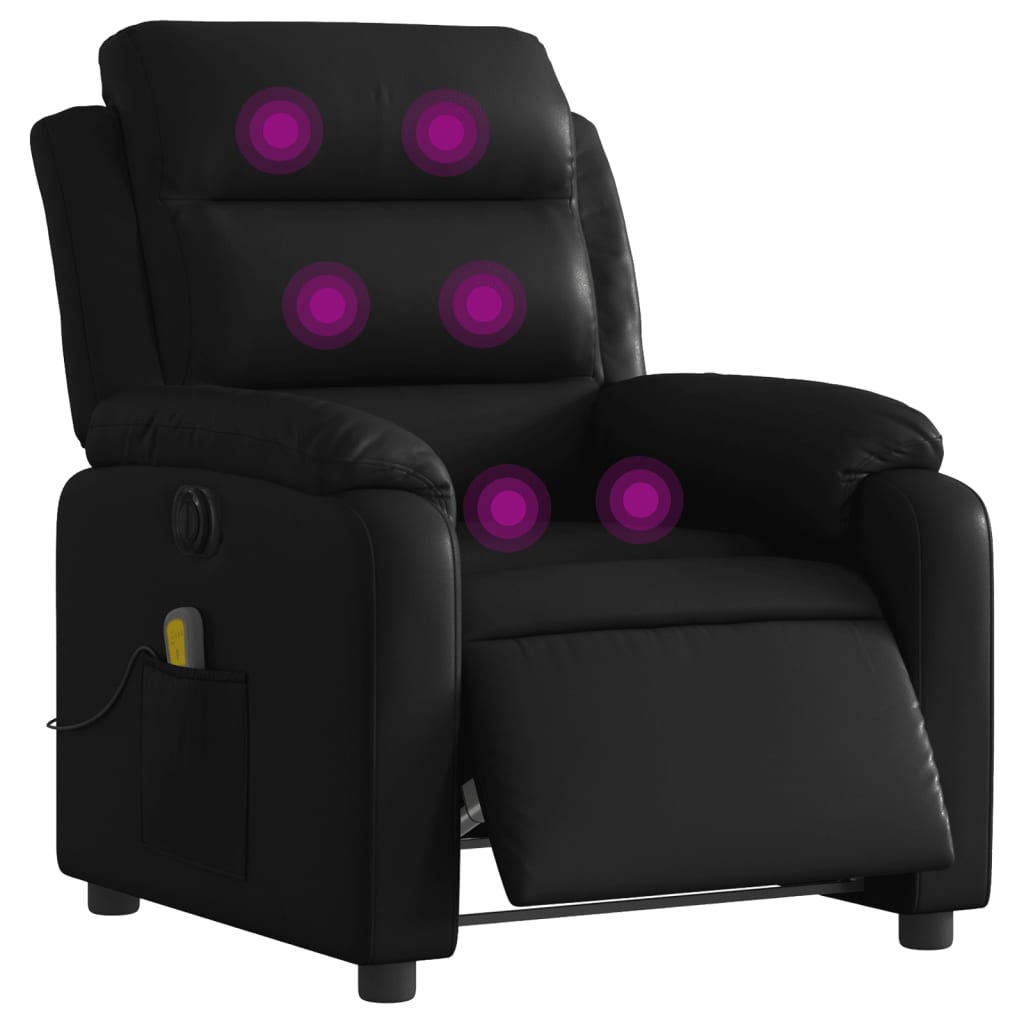 vidaXL Fauteuil de massage inclinable électrique noir similicuir