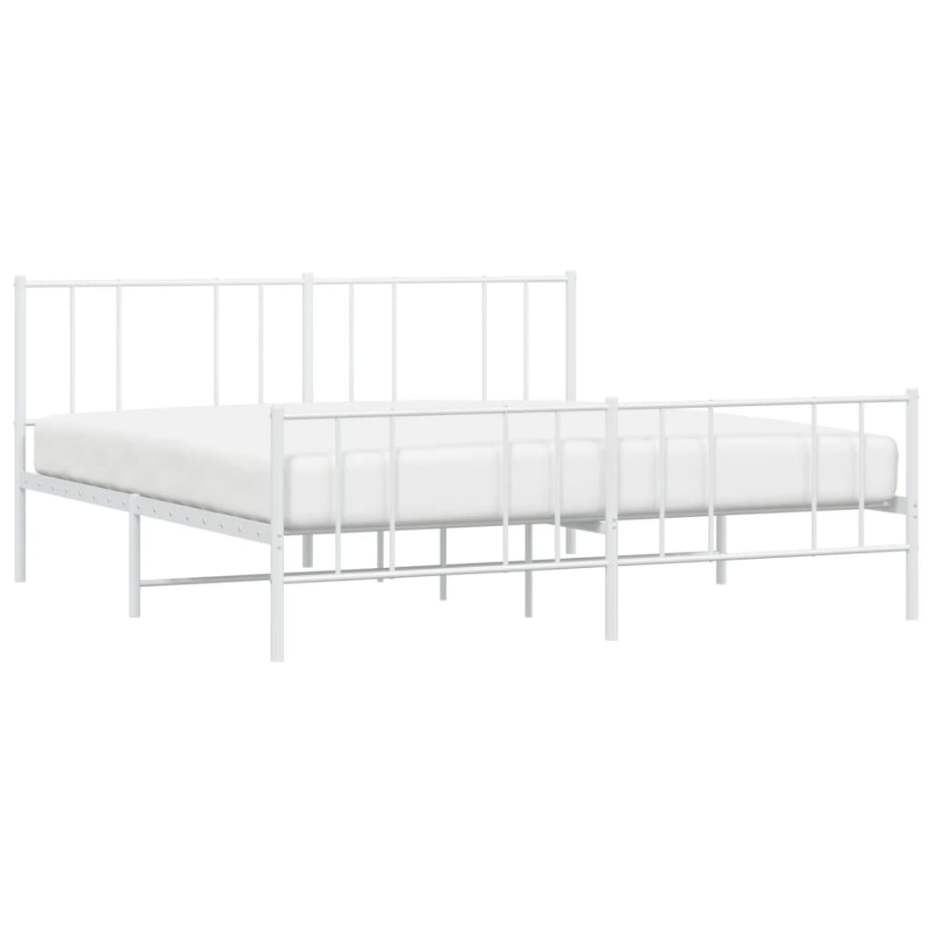 vidaXL Cadre de lit métal sans matelas et pied de lit blanc 200x200 cm