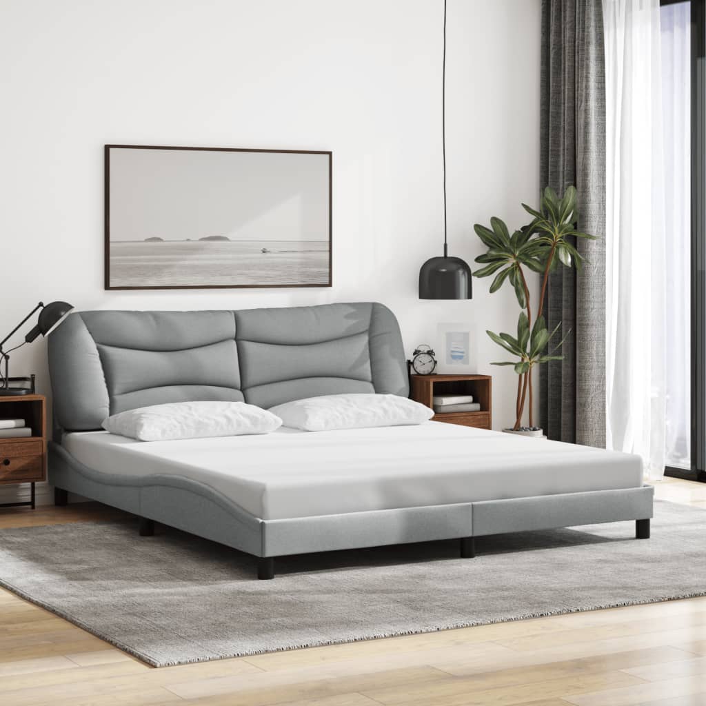 vidaXL Cadre de lit avec tête de lit Gris clair 180x200 cm