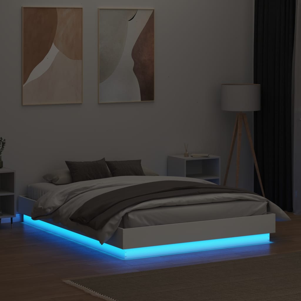 vidaXL Cadre de lit avec lumières LED blanc 120x190 cm