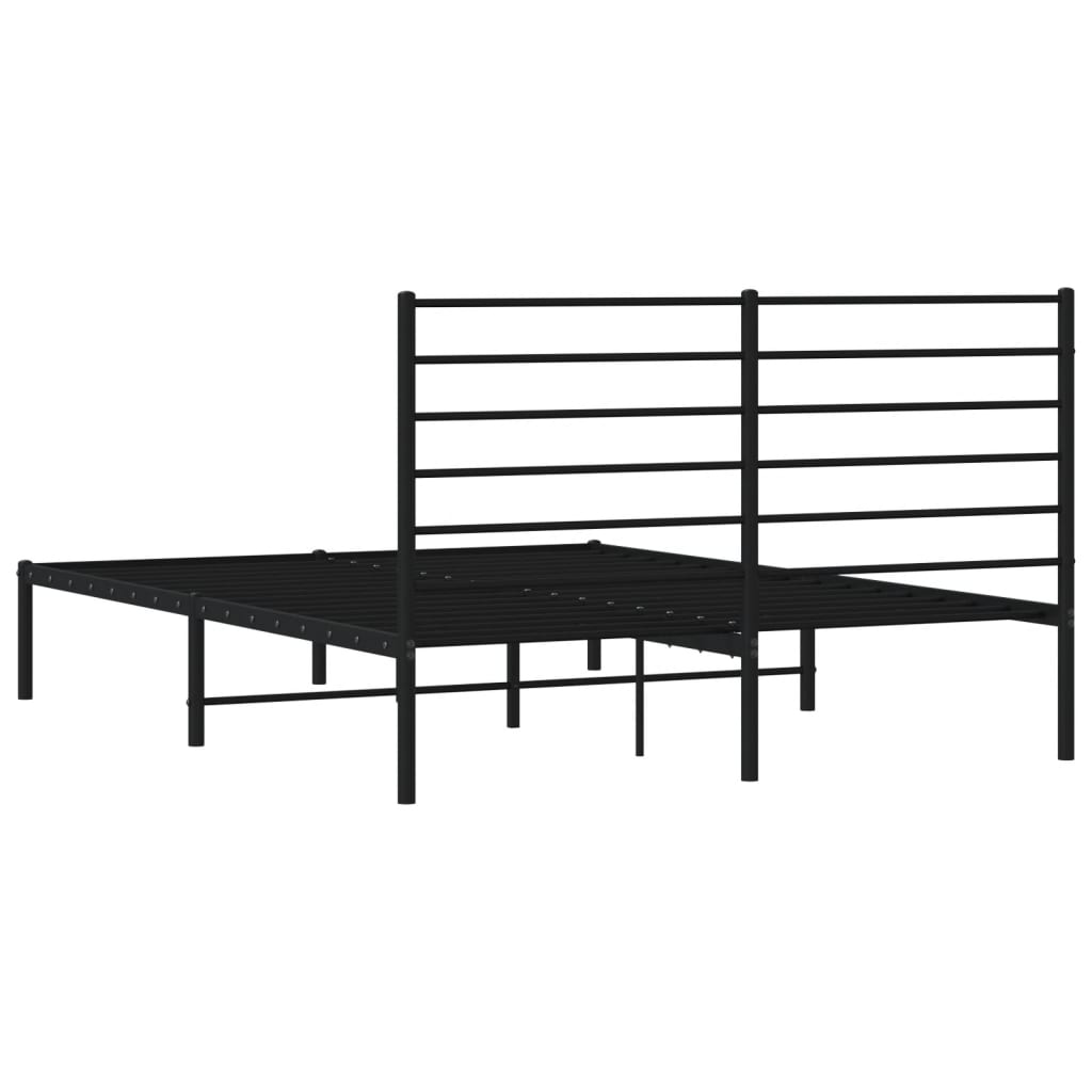 vidaXL Cadre de lit métal sans matelas avec tête de lit noir 135x190cm