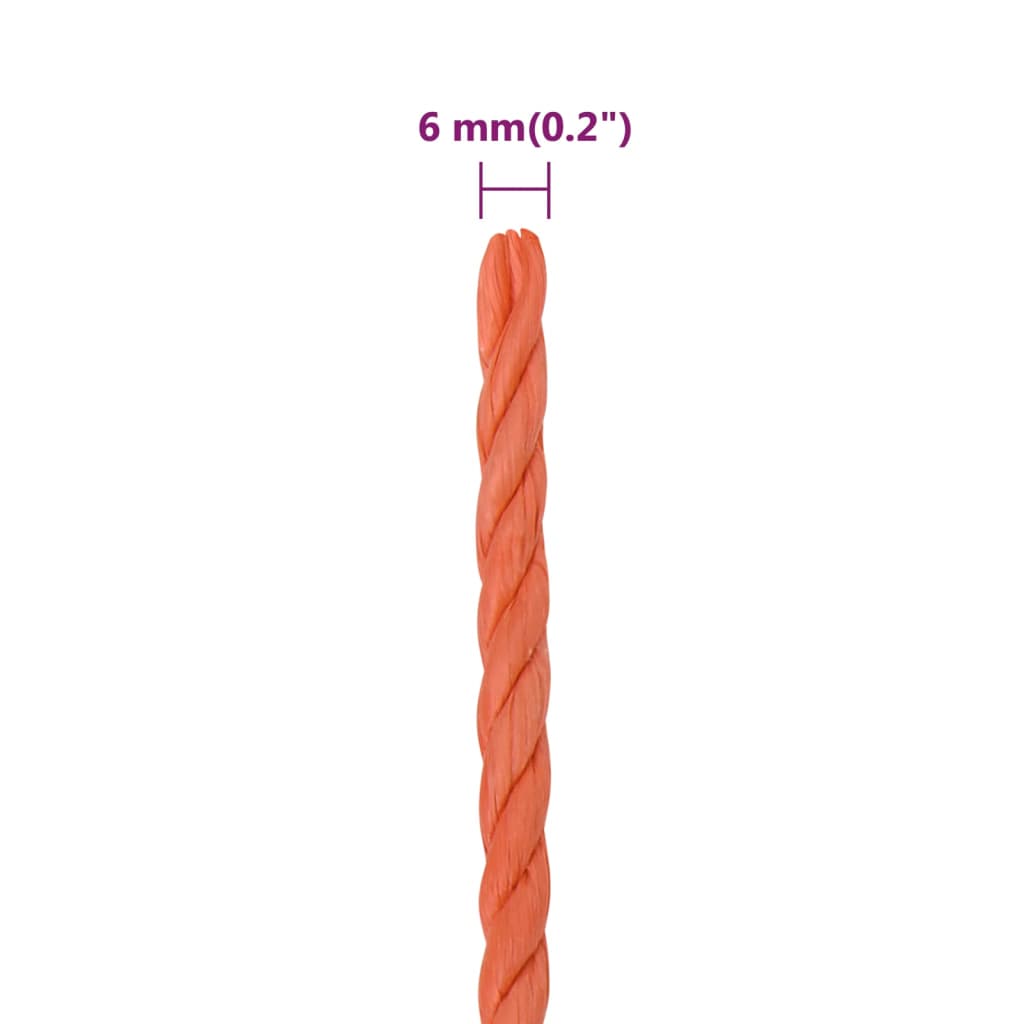 vidaXL Corde de travail Orange 6 mm 25 m Polypropylène