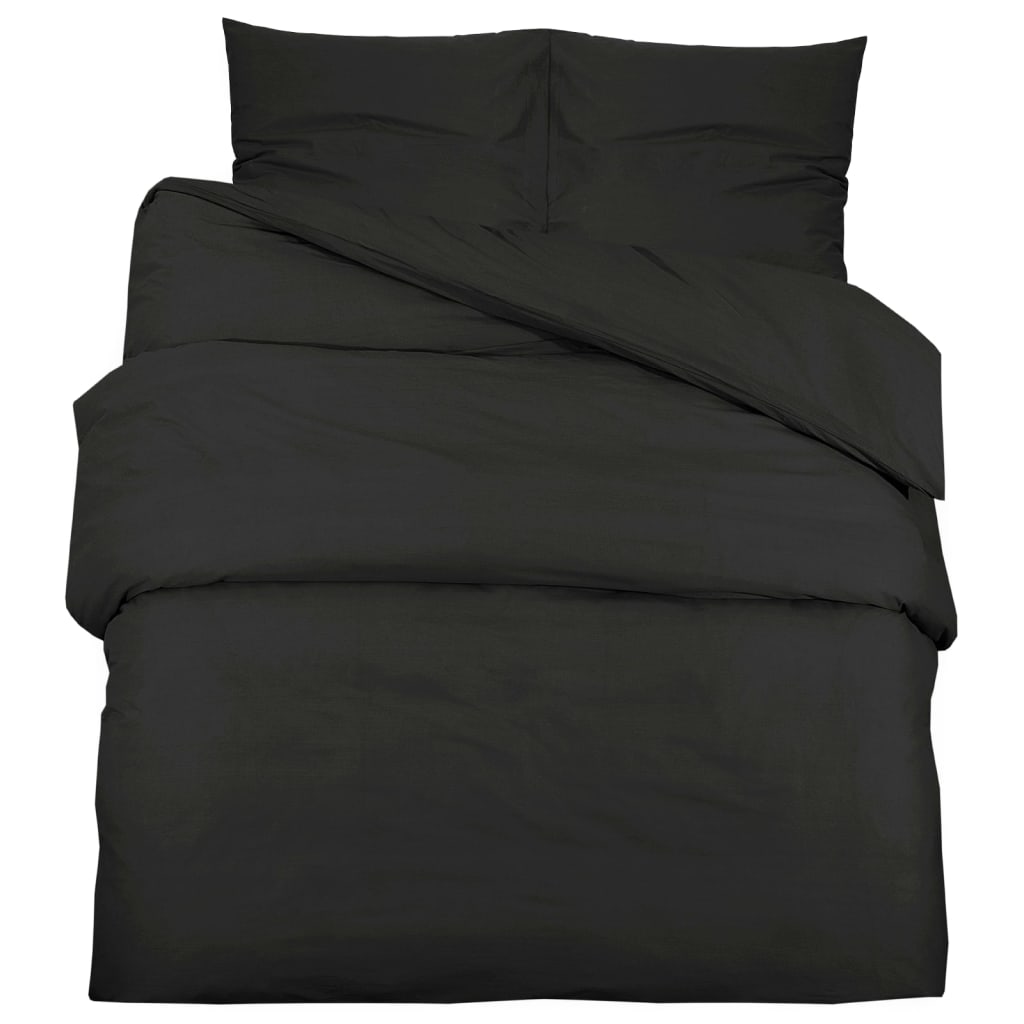 vidaXL Ensemble de housse de couette Noir 200x200 cm Microfibre légère