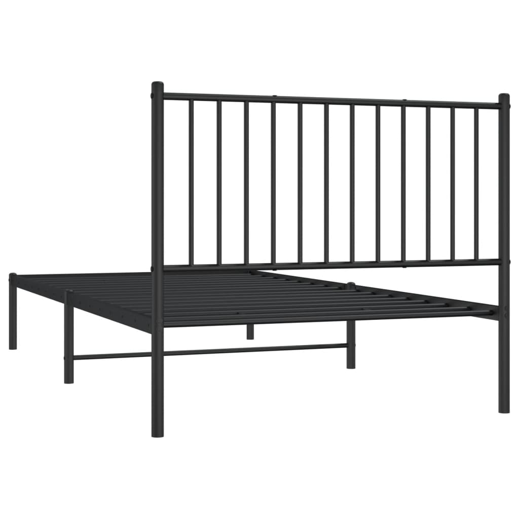 vidaXL Cadre de lit métal sans matelas avec tête de lit noir 100x200cm