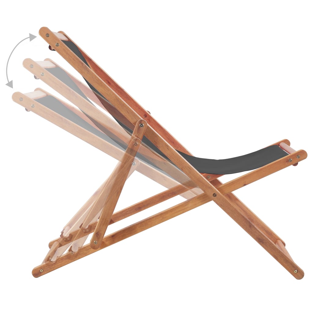vidaXL Chaise pliable de plage Tissu et cadre en bois Gris