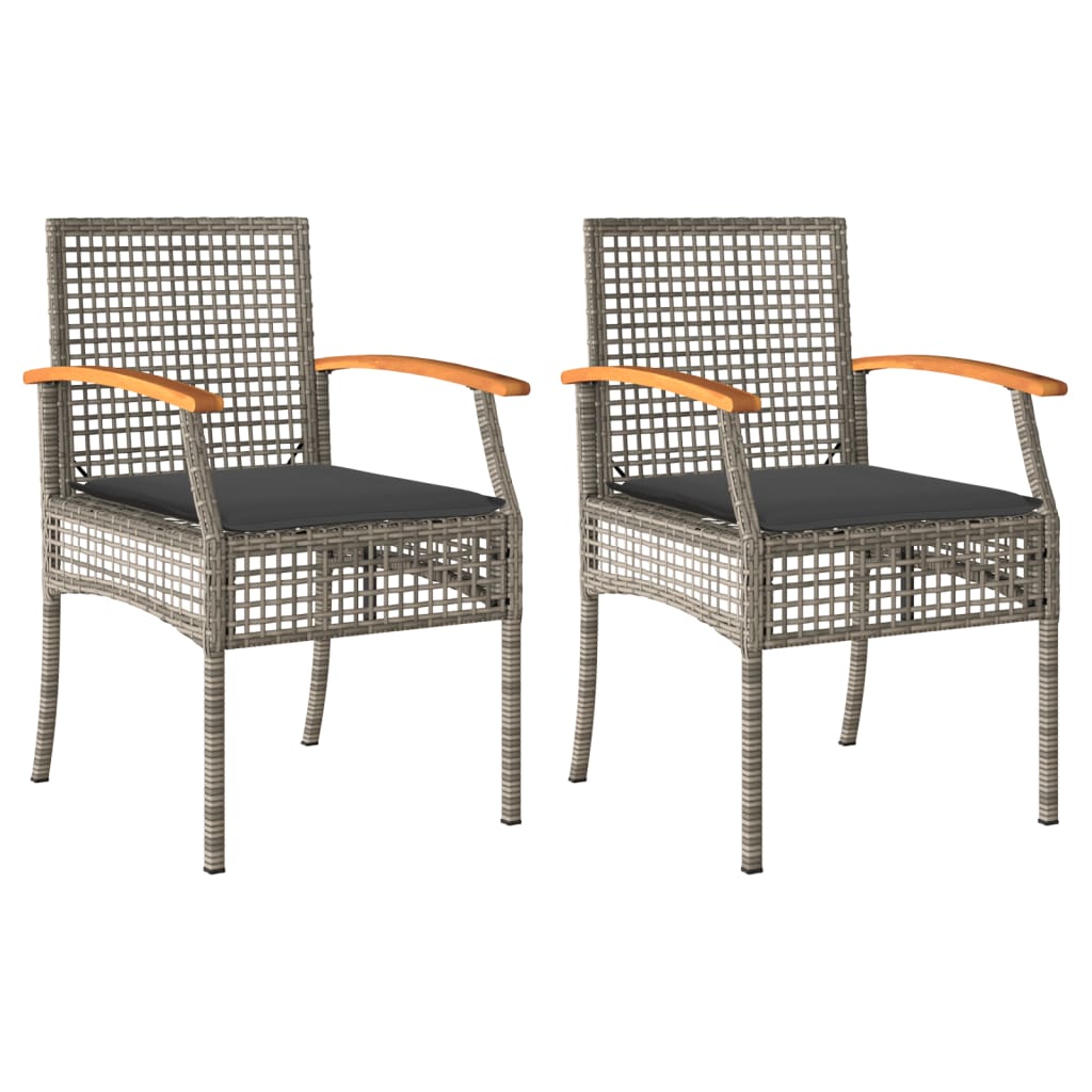 vidaXL Chaises de jardin coussins lot de 2 gris résine tressée acacia