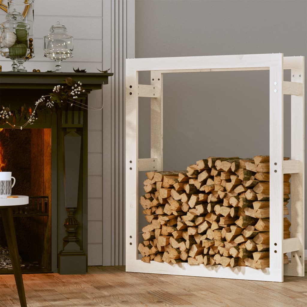 vidaXL Support pour bois de chauffage Blanc 80x25x100 cm Bois de pin