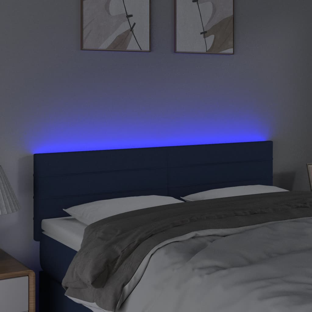 vidaXL Tête de lit à LED Bleu 144x5x78/88 cm Tissu