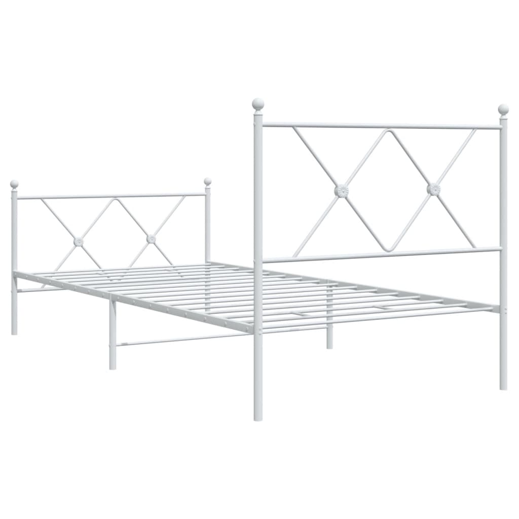 vidaXL Cadre de lit métal sans matelas avec pied de lit blanc 90x200cm