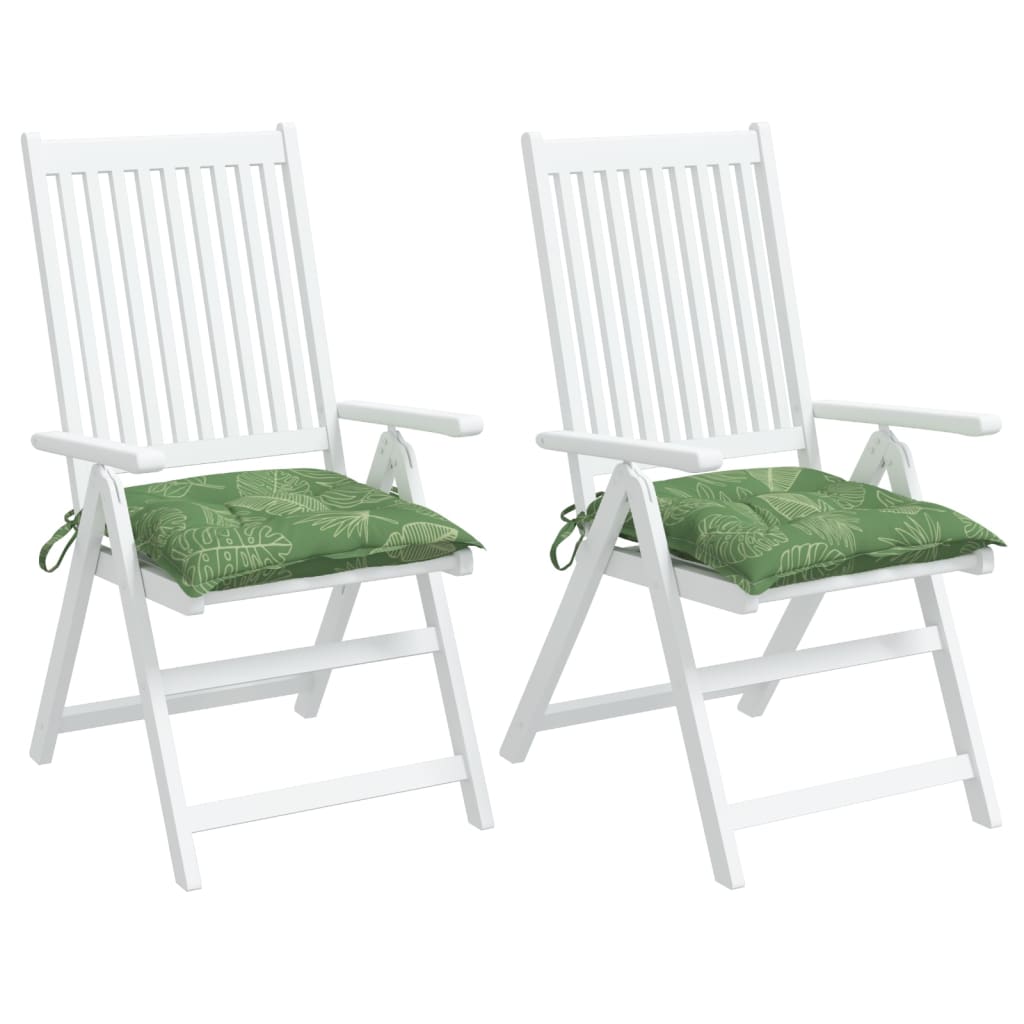 vidaXL Coussins de chaise lot de 2 à motif de feuilles 40x40x7 cm