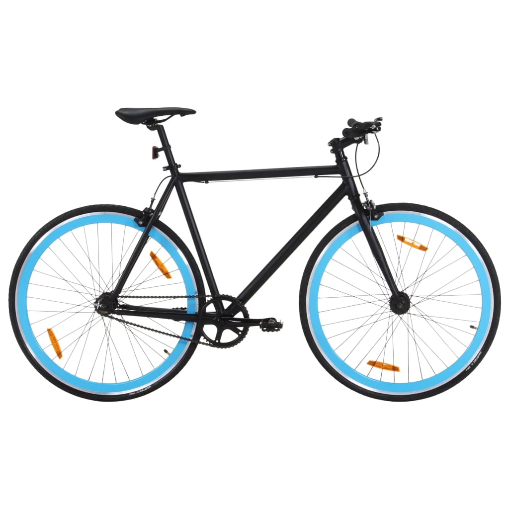 vidaXL Vélo à pignon fixe noir et bleu 700c 55 cm