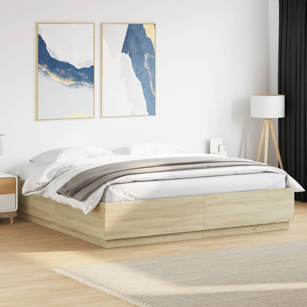 vidaXL Cadre de lit sans matelas chêne sonoma 180x200 cm