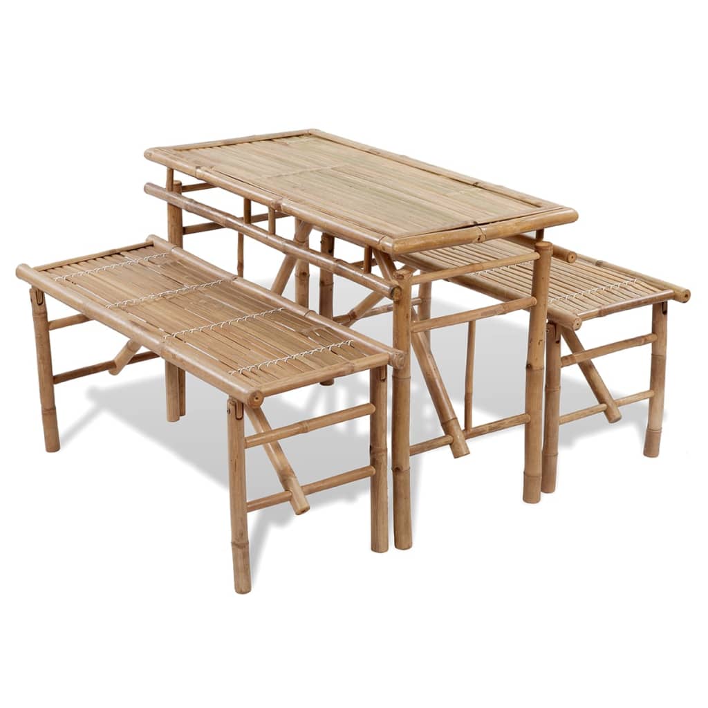 vidaXL Table avec 2 bancs 100 cm Bambou