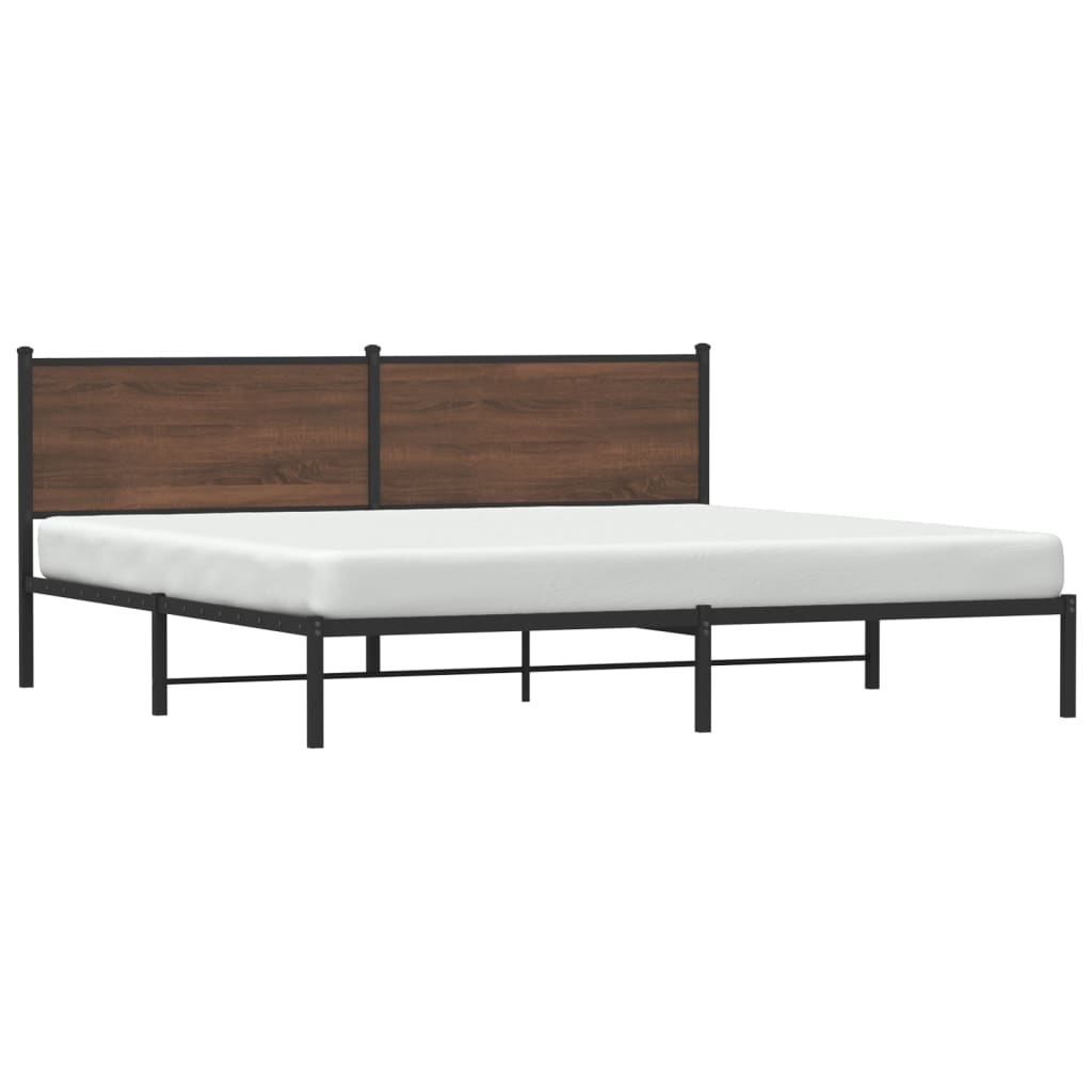 vidaXL Cadre de lit en métal sans matelas chêne marron 193x203 cm