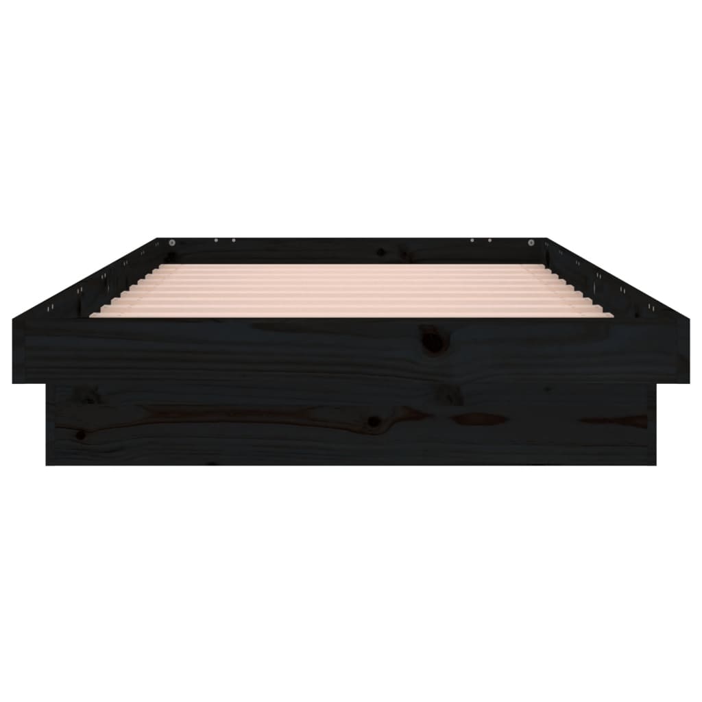 vidaXL Cadre de lit à LED noir 90x190 cm simple bois massif