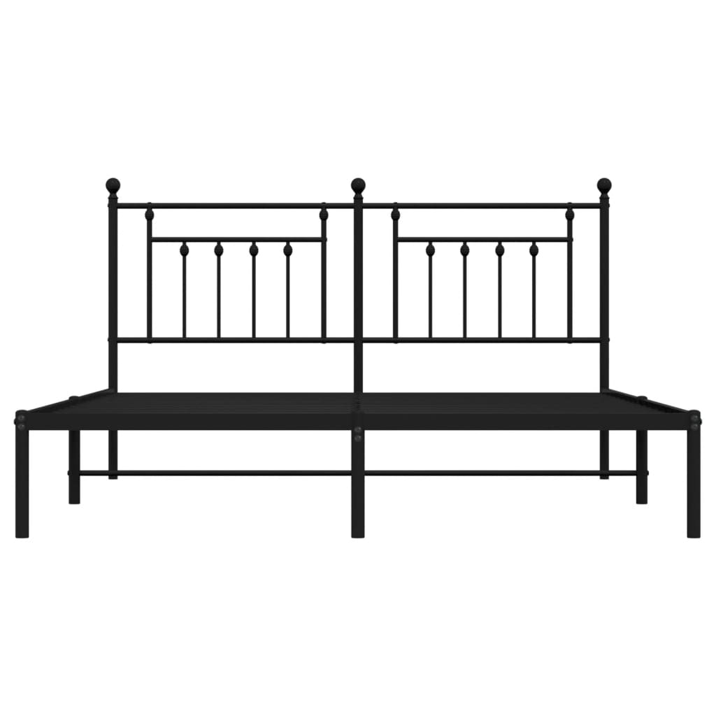 vidaXL Cadre de lit métal sans matelas avec tête de lit noir 183x213cm