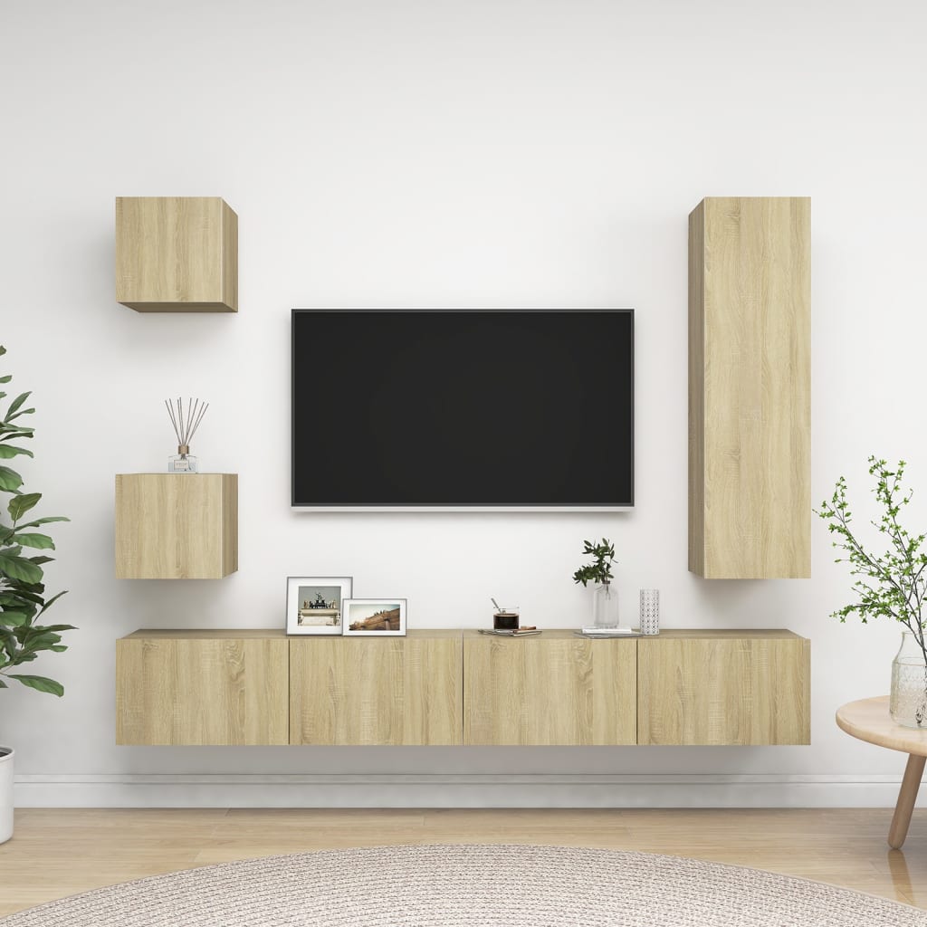 vidaXL Ensemble de meuble TV 5 pcs Chêne sonoma Bois d'ingénierie