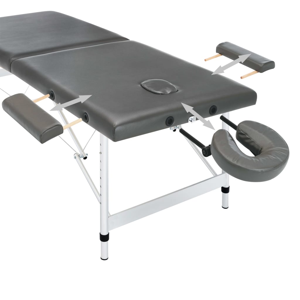 vidaXL Table de massage 2 zones Cadre en aluminium Anthracite 186x68cm