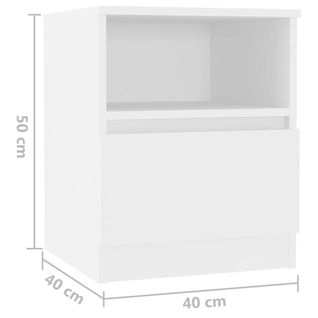 vidaXL Tables de chevet 2 pcs Blanc 40x40x50 cm Aggloméré