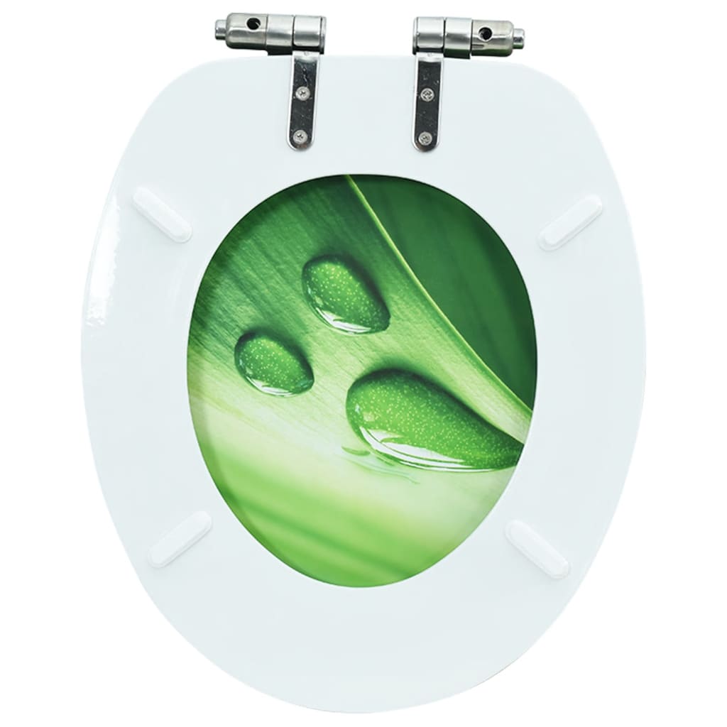 vidaXL Siège WC Couvercle fermeture en douceur MDF Vert Gouttes d'eau