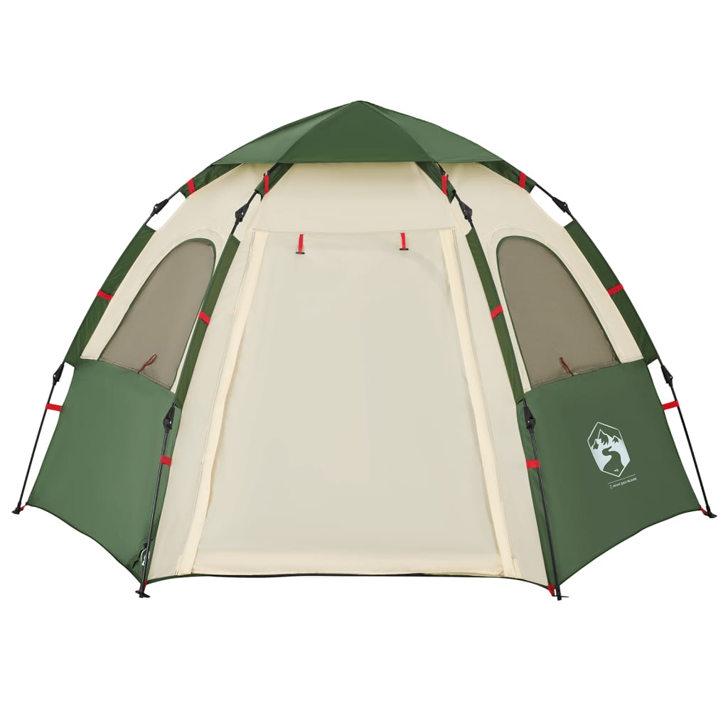 vidaXL Tente de camping cabine 4 personnes vert libération rapide