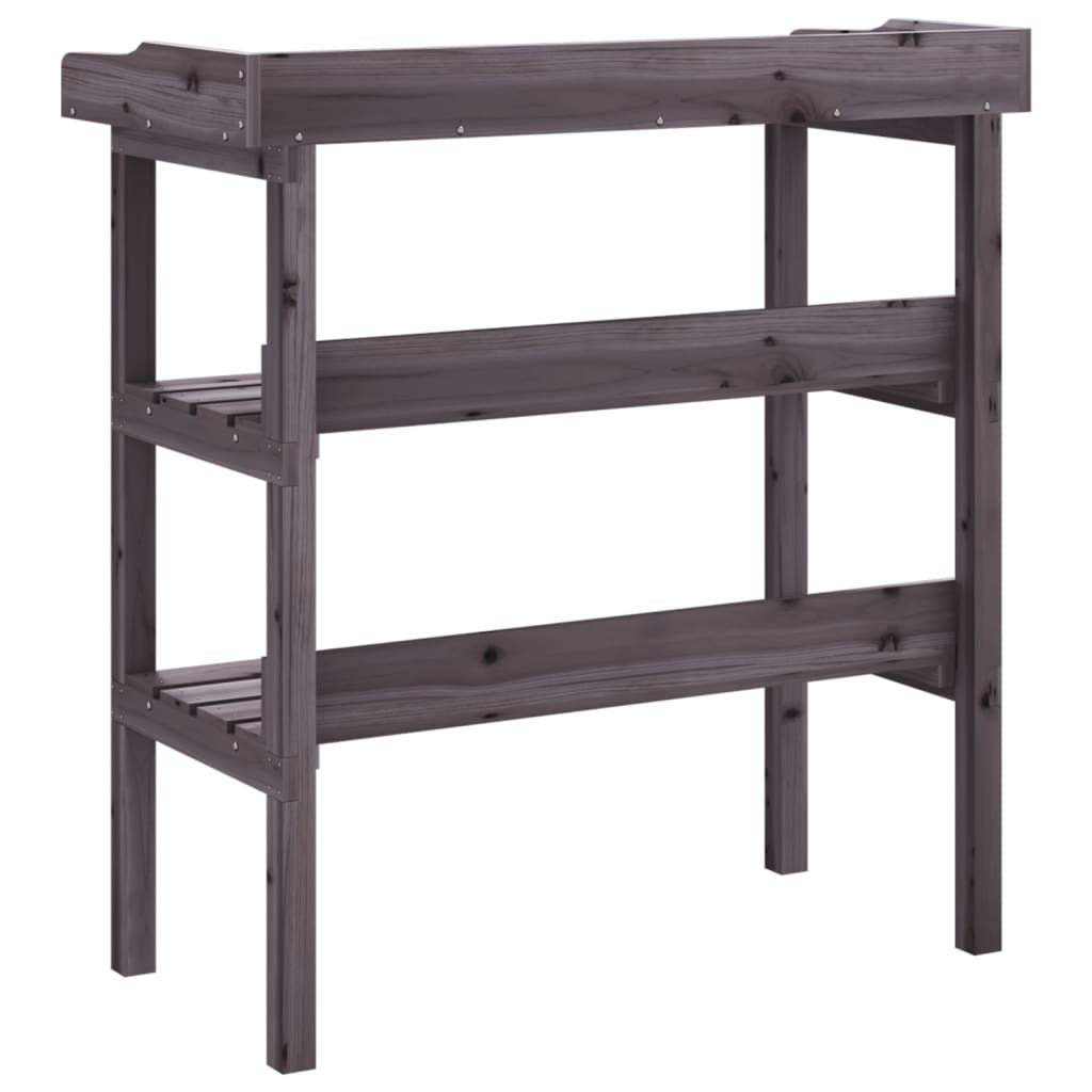 vidaXL Table à plantes avec étagères gris 78x38x82,5 cm bois de sapin