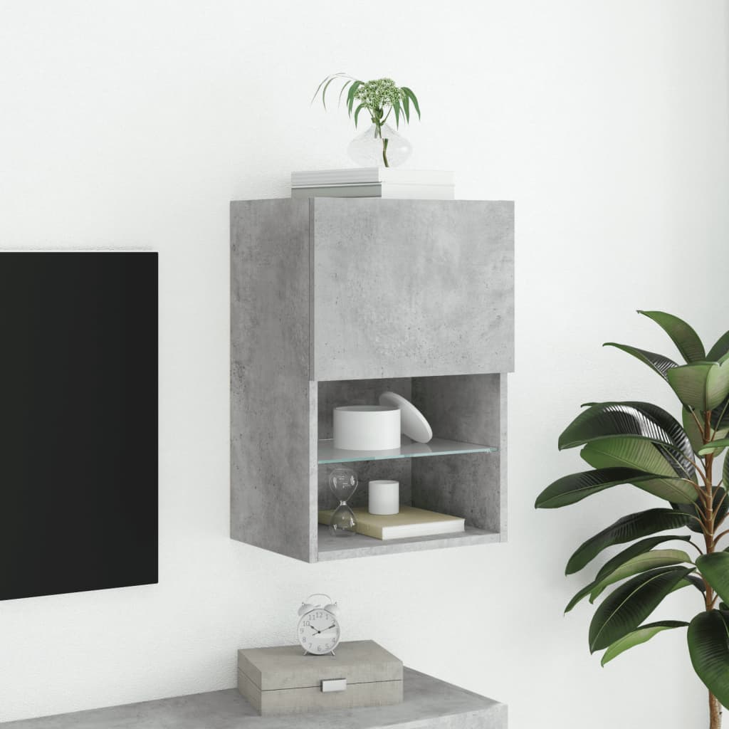 vidaXL Meuble TV avec lumières LED gris béton 40,5x30x60 cm