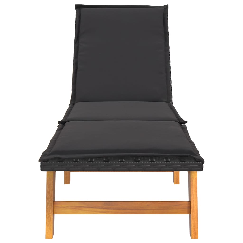 vidaXL Chaise longue avec table Résine tressée et bois massif d'acacia