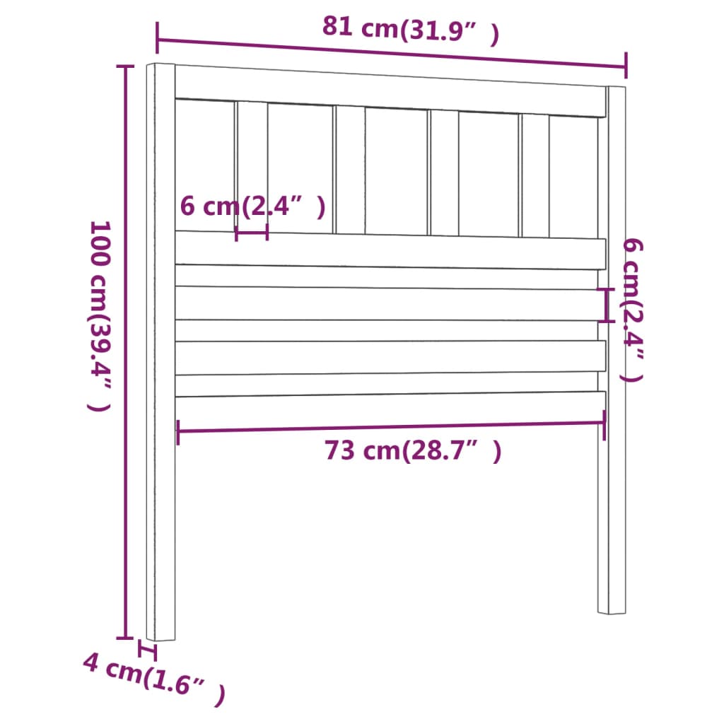 vidaXL Tête de lit 81x4x100 cm Bois massif de pin