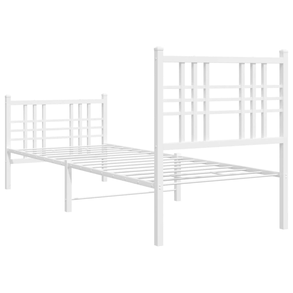 vidaXL Cadre de lit métal sans matelas avec pied de lit blanc 75x190cm