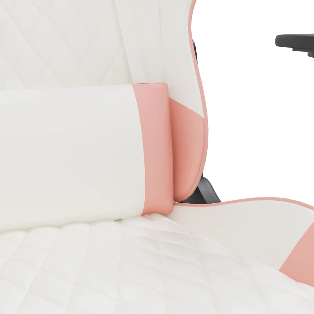 vidaXL Chaise de jeu de massage avec repose-pied Blanc&Rose Similicuir
