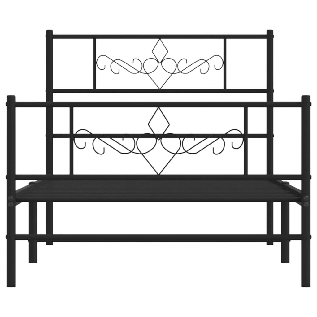 vidaXL Cadre de lit métal sans matelas avec pied de lit noir 80x200 cm