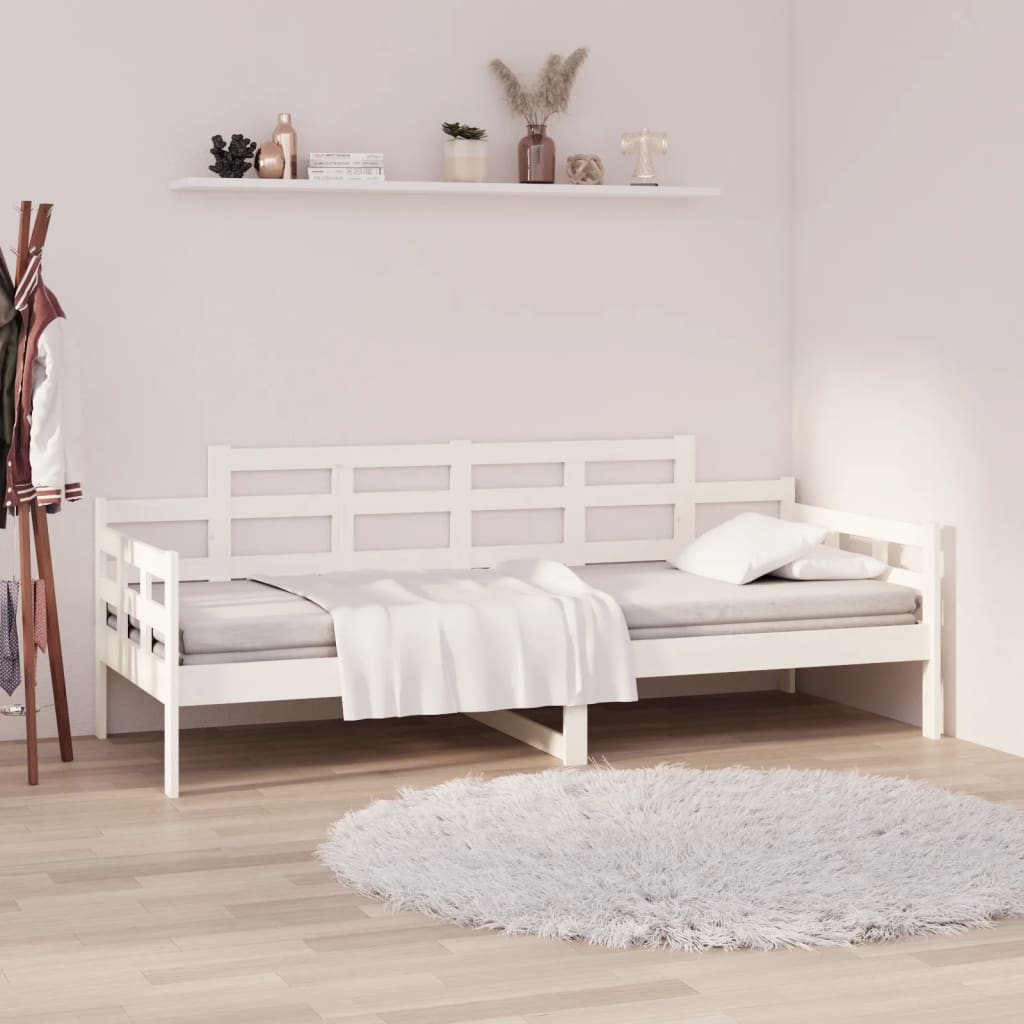 vidaXL Lit de jour sans matelas blanc bois de pin massif 90x200 cm